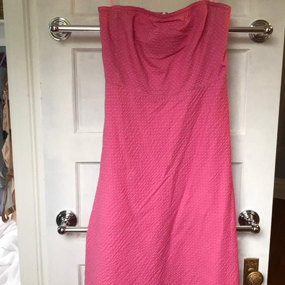 JCrew pink Swiss dot strapless dress 10
